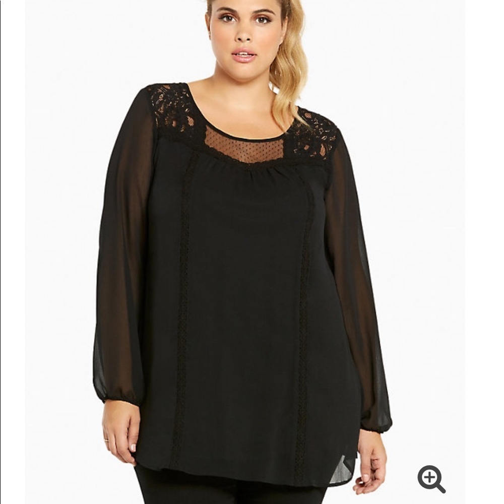 Torrid Black Chiffon Inset Blouse